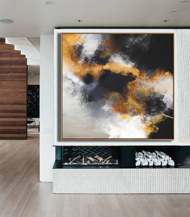 Cloud Hand-Painted White - hand-painted abstract decor for cafe